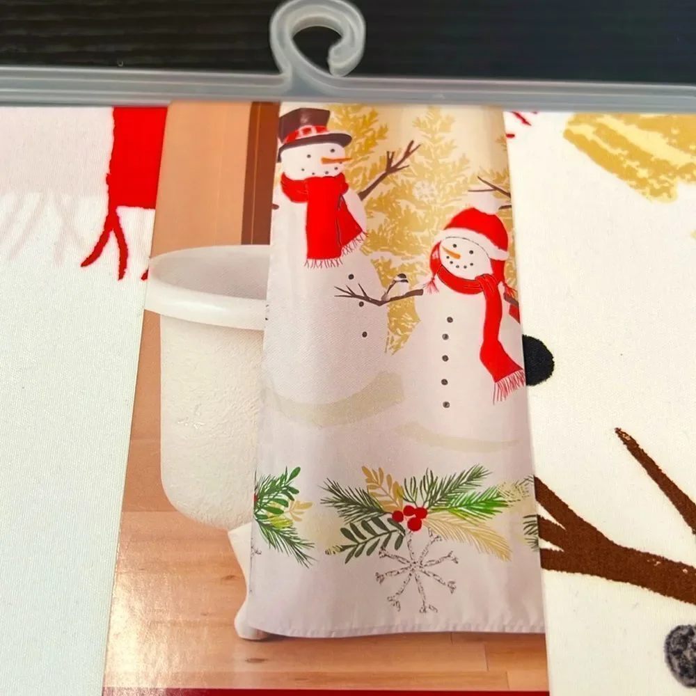 St. Nicholas Square Holiday Snowman Themed Shower Curtain